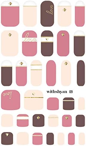WithShyan Self-Adhesive Trendy Nail Art Stickers, Pinkish Love, 30 g