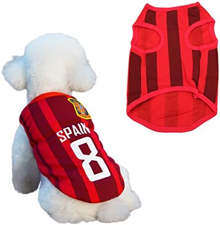 SymbolLife Dog Clothes Football T-shirt Dogs Costume National Soccer World Cup FIFA Jersey for Pet Spain
