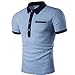 Cottory Men's Fake Pocket Cuff Button Short Sleeve Polo Shirts