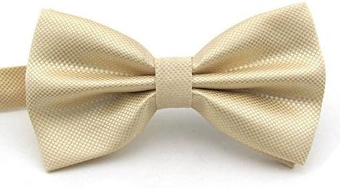 PurFits Mens Bow Ties Mixed Solid Assorted Colors Lattice Pattern Pre-Tied Adjustable Neck Tie Bowties (Champagne)
