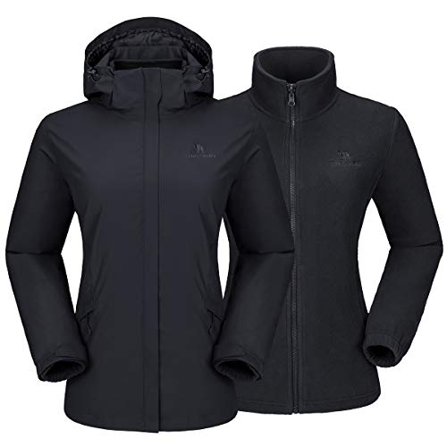 CAMEL CROWN Damen 3-in-1 Ski Jacke - Wasserdicht & Winddicht Mit Fleece-Innenfutter
