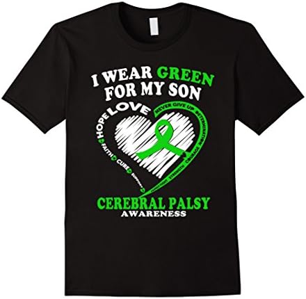 Men's Cerebral Palsy Shirt For Dad/Mom - I Wear Green For My Son XL Black