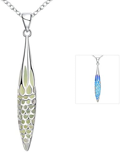 Women 925 Sterling Silver Engraved Pattern Noctilucent Necklace Glow in the Dark Necklace Pendant