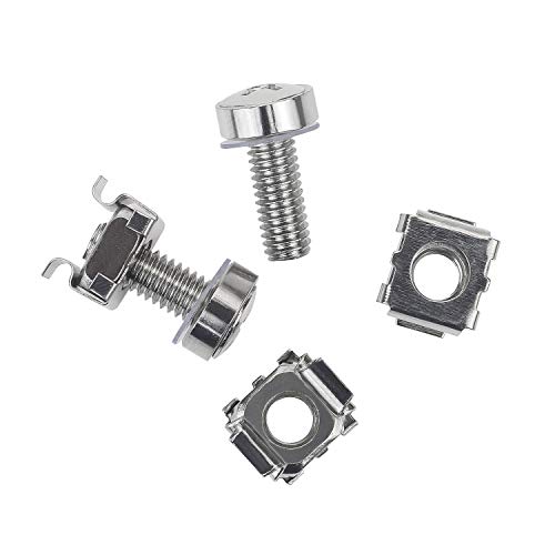 Favordrory 30 Pack M6 x 20mm Rack Mount Cage Nuts, Screws and Washers for Rack Mount Server Cabinet, Rack Mount Server Shelves, Routers (Silver)