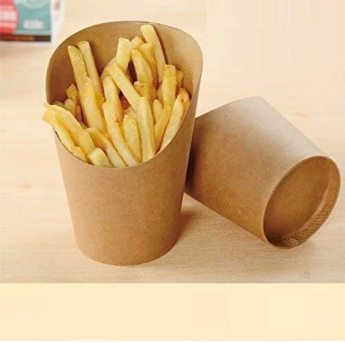 MonLiya 50 Pcs 14oz Disposal Take-Out Party Frozen Dessert Supplies Baking Cakes Egg Puff Waffle French Fries Chips Ice Cream Snacks Kraft Paper Cups Holder (50 Pcs 14oz) - Image 5