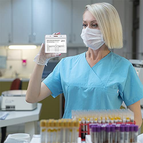 Vaccination Card Holder,CDC Vaccination Card Protector,4 X 3 Inches Record Vaccine Cards Holder, Clear Vinyl Plastic Sleeve immunization Card with Waterproof Type Resealable Zip (5)