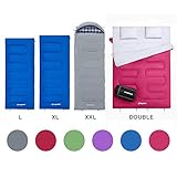 KingCamp Lightweight 3 Season Camping Sleeping Bag, Double and Single Size, 6 Colors