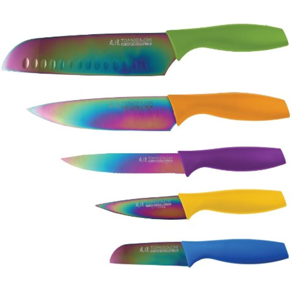 Tomodachi Boxed Knife Sets By Hampton Rainbow Titanium 10 Piece