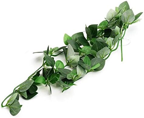 MOTINA Plastic Terrarium Plant Reptile Naturalistic Leaves Ornaments for Reptiles and Amphibians(Green)