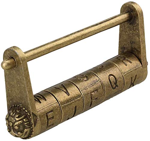 Namvo Vintage Password Lock, Antique English Words Zinc Alloy Padlock Craft Decoration for Cabinet Jewelry Wooden Box 37 * 79mm