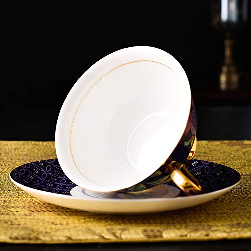 Teacup and Saucer Set Hand-made Fancy Tea Cups Fine Bone China Purple Coffee cup 6.8oz