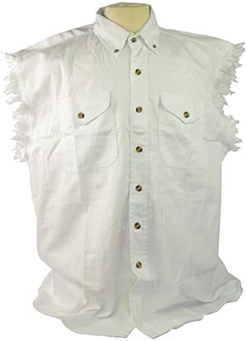 Classic Biker Cutoff Sleeveless Denim Shirts M White
