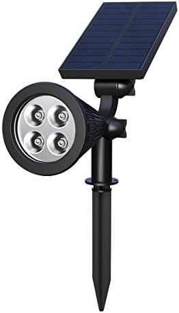 Solar Spotlights, Holan 4-LED Solar Landscape Lights 180 ° Adjustable Waterproof Outdoor Security Lighting 2-in-1 Wall Lights Auto On/Off for Backyard Driveway Patio Gardens Lawn Pool (Pack of 1)