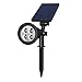 Solar Spotlights, Holan 4-LED Solar Landscape Lights 180 ° Adjustable Waterproof Outdoor Security Lighting 2-in-1 Wall Lights Auto On/Off for Backyard Driveway Patio Gardens Lawn Pool ( Pack of 1 )