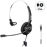 Arama Telephone Headset Mono w/Noise Canceling Mic for Polycom Aastra Adtran Alcatel Lucent Allworx AltiGen Avaya Comdial Digium Gigaset InterTel Mitel MiVoice Plantronics Landline Deskphones