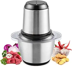 MangalMurti Enterprise Stainless Steel Electric Meat Grinders with Bowl Heavy duty for Kitchen Food Chopper, Meat, Vegetables, Onion Slicer Garlic Slicer Dicer, Fruit and Nuts Blender (2L)