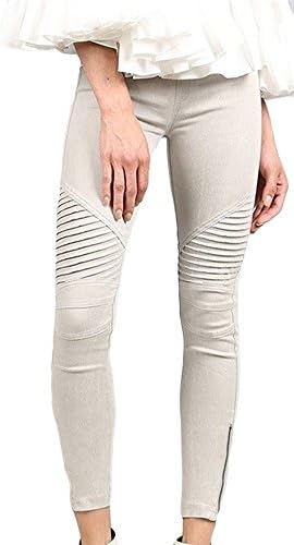 Beulah Women's Moto Zipper Jeggings Light Grey (Small)