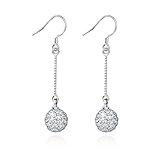 Jiayiqi Women's Charming Silver Plated Diamond Ball Long Chain Dangle Drop Earrings