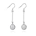 Jiayiqi Women's Charming Silver Plated Diamond Ball Long Chain Dangle Drop Earrings