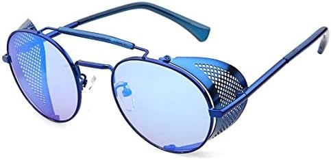 Nuni Metal Frame Fold-in Mesh Side Shield Oval Sunglasses (blue, blue)