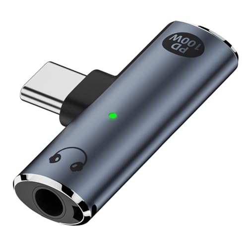 Photo 1 of Jadebones USB C to Audio Jack Adapter with 100W Fast Charging, 2-in-1 USB Type-C to 3.5mm Female Headphone Compatible with iPhone 16/15 Series, iPad, MacBook and More (Grey)
