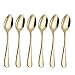 6 Piece Coffee Spoon 5-inch Stainless Steel Teaspoon Flatware Set Table Silverware Dishwasher Safe (Gold)