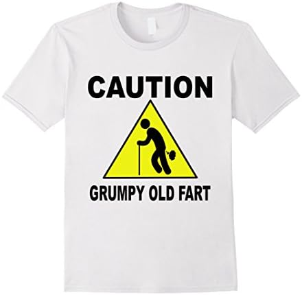Men's Caution-Grumpy Old Fart (Funny Grand Dad/Father T-Shirt) 2XL White