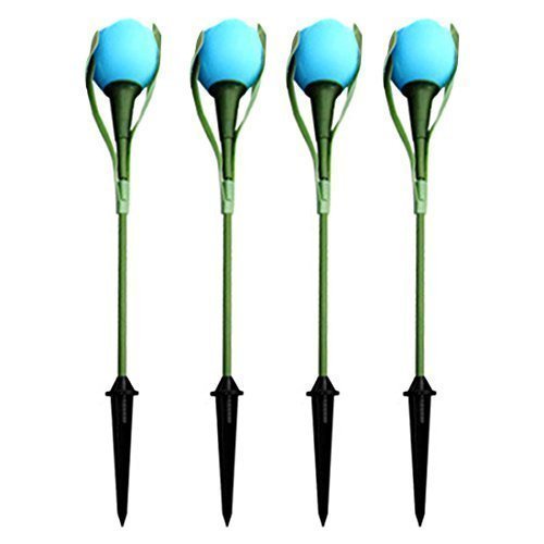 Fairy Garden Lamp,YIFAN 4Pcs Starry Solar Power LED Tulip Flower Landscape Light Lamp for Outdoor Yard Garden Path Way Lawn - Blue