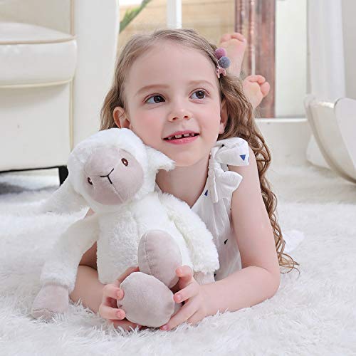 Apricot Lamb Toys Baby Boys & Girls Cozy Fuzzy Toy Animals Plush Lamb Stuffed Sheep (White, 14" x 4" x 5") - Thumbnail 6