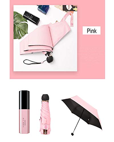 Boddenly Lipstick Mini Umbrella, Umbrella Windproof, Umbrellas for Women with UV Protection, Anti-UV Folding Umbrella for Car Rain Outdoor Use