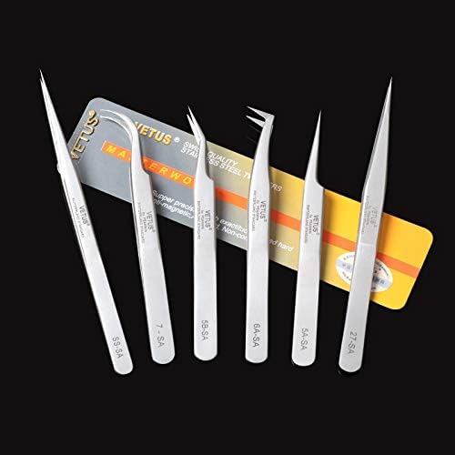 VETUS 1Piece SA Series Stainless Steel Hyperfine High Precision Antimagnetic Anti Acid Tweezers Pro Tool For Eyelash Extension (Color : 2 SA)