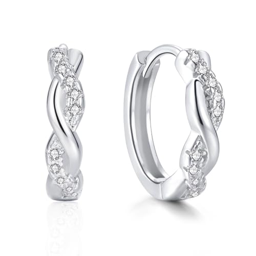 41bFfuKm HL Loutade Creolen Silber Damen Ohrringe, S925 Silber Twisted Ohrringe Creolen, Hypoallergen Leichte Silber Huggie-Ohrringe, Kleine Schlafen Knorpel Ohrringe Silber 925 Creolen Geschenk Zum Weihnachten
