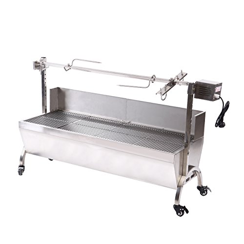 TryE Rotisserie Roaster Grill Skewer Spit Stainless Steel Hog Roasting Machine Charcoal BBQ Pig Lamb