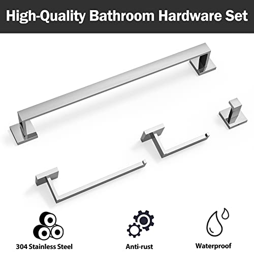 LuckIn Modern Polished Chrome Bathroom Hardware Set, Includes 24 Inch