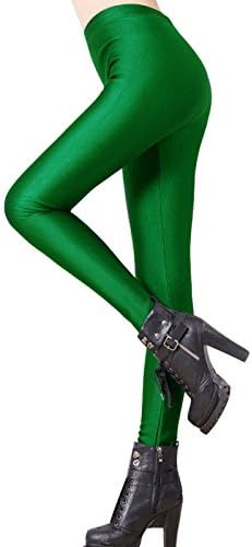 New Women's Shiny Elasticated Waist Stretchy Disco Leggings Dance Ladies Slim Fit Clubwear Tights
