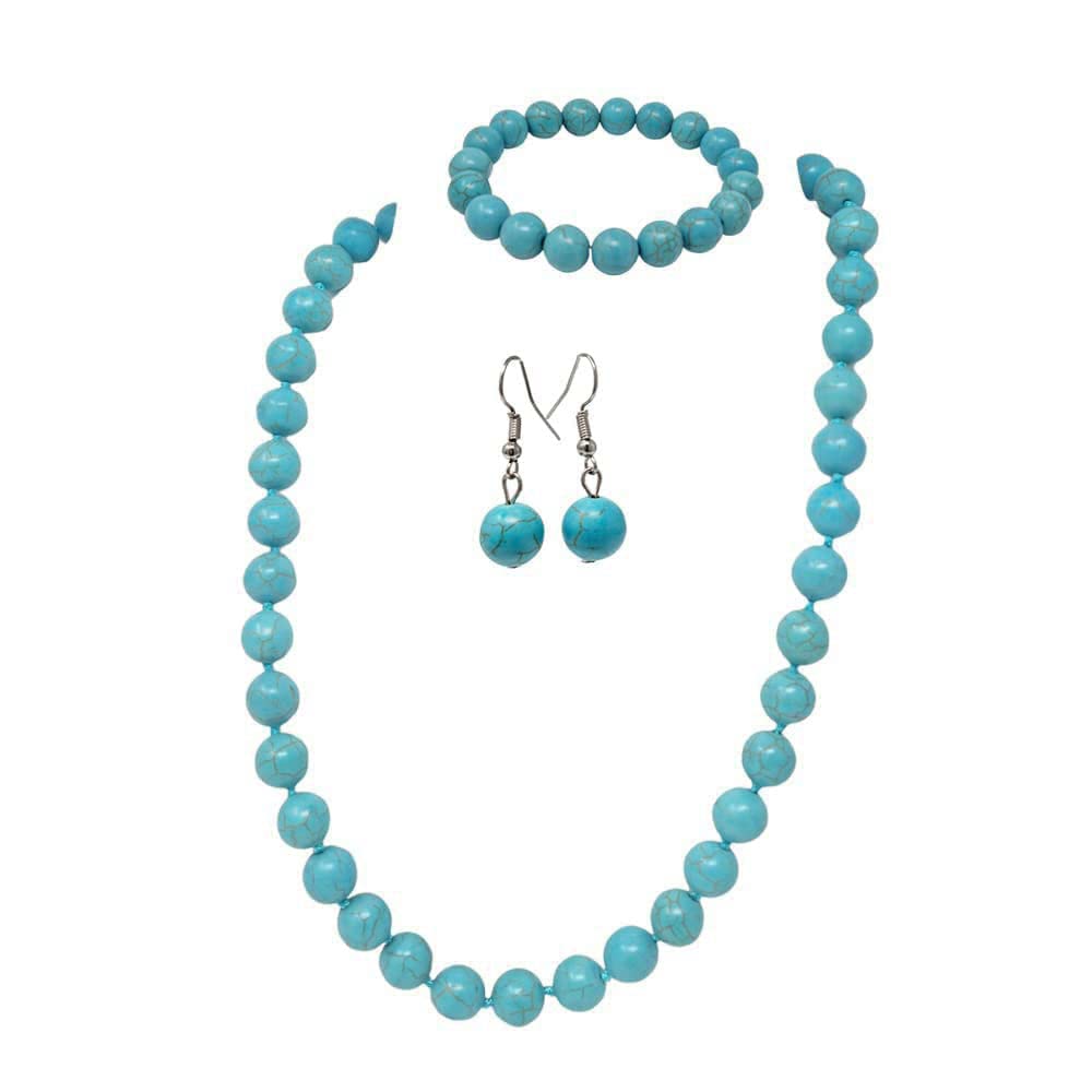 Treasure Bay Women's Handmade Turquoise Necklace Bracelet and Earrings Jewellery Set