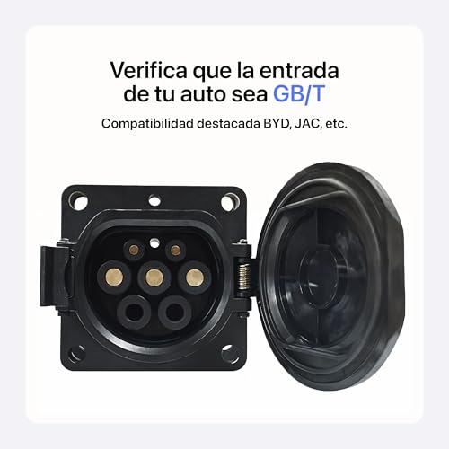 GOOD ENERGY Adaptador de Carga EV Tipo 1 (Cargador) a GB/T (Auto) | Auto con Puerto GB/T AC en Cargadores Tipo 1 | Solo AC 32 A 7.4 kW | Factura CFDI 4.0