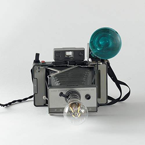 Handmade Upcycled Vintage Instant Film Camera Lamp with Dimmer and LED Edison Bulb