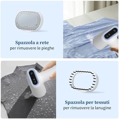 Stiratrice a vapore per abiti, portatile e maneggevole, capacità di 250ml, 1600W, riscaldamento 25s, spegnimento automatico, autol pulizia, nessuno schizzo d'acqua, per casa, ufficio e viaggio