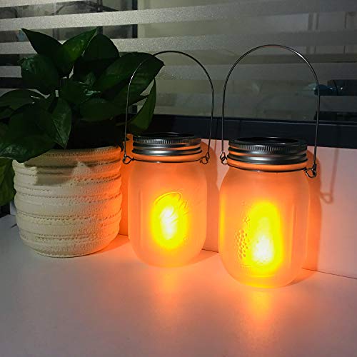 image for Aubasic Solar Mason Jar Flames Lights Upgraded, 4 Pack Flickering Flam