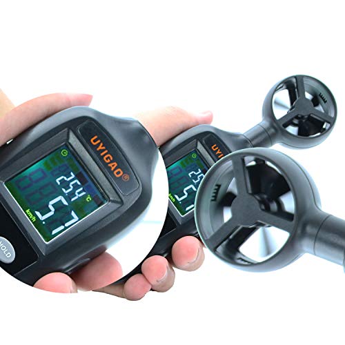 Handheld Digital Anemometer Wind Speed Meter for Measuring Wind Speed, Temperature with Back Light and Max/Min for Windsurfing Kite Flying Sailing Surfing Fishing
