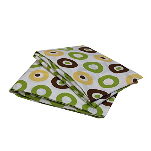 Bacati Crib Fitted Sheets, Mod Dots Green/Yellow/Chocolate (Pack of 2)