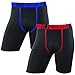 Champion Men's Tech Performance Long Boxer Brief, Black/Black, Large, 2-Pack