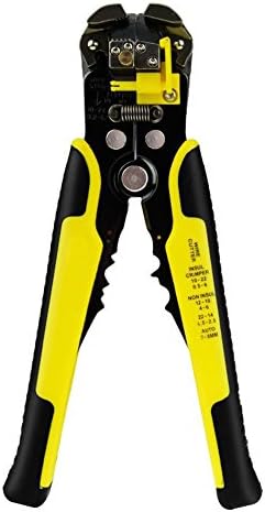 Wire Stripping Tool,8-Inch Self-Adjusting Professional Multifunctional cable stripper for Industry 10-24 AWG Stranded Wire Cutting by Drillpro-Yellow