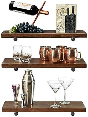3 Floating Shelves Industrial Wall Shelf Rustic Wood Wall Mounted Wood Shelves With Industrial Shelving Pipe Brackets For Bedrooms Nursery Kitchen And More By Domestics 101 Buy Online At Best Price In