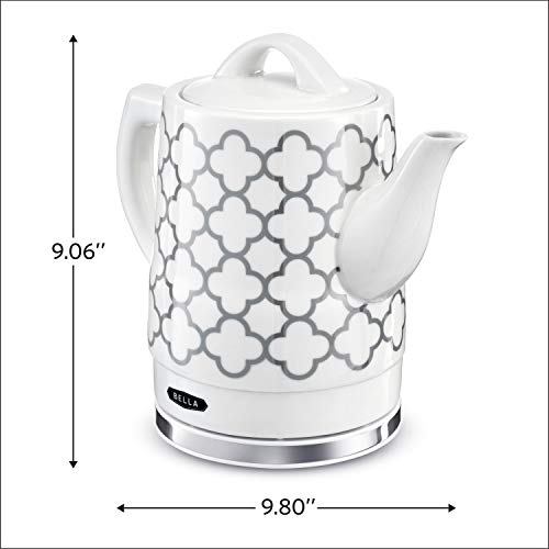 BELLA 1.5 Liter Electric Ceramic Tea Kettle with Boil Dry Protection
