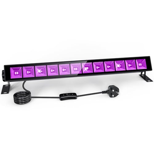 UV LED Black Light 45W,LED Black Light Bar with Plug and Switch,IP66 Waterproof,Blacklight Bar for Body Colours,Glow Party,Fluorescent Poster,Halloween Decorations