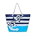 Waterproof Beach Bag Extra Large Summer Tote/Top Magnet Clasp Bag With Soft Rope Handles (Blue)