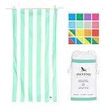 Dock & Bay Sand Proof Beach Towels Portable - Narabeen Green, Extra Large (78x35) - Mint Green Striped Design Travel Towel