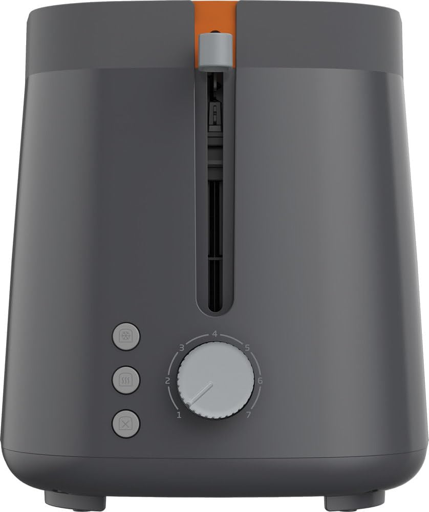 Grundig - TA 5320 Toaster - 7 Bräunungsstufen, 2 Röstfächer - 800 Watt Leistung, Auftau-Funktion, Krümelschublade - Edelstahl-Gehäuse - 20 x 30 x 18 cm - Grau/Terracotta 2